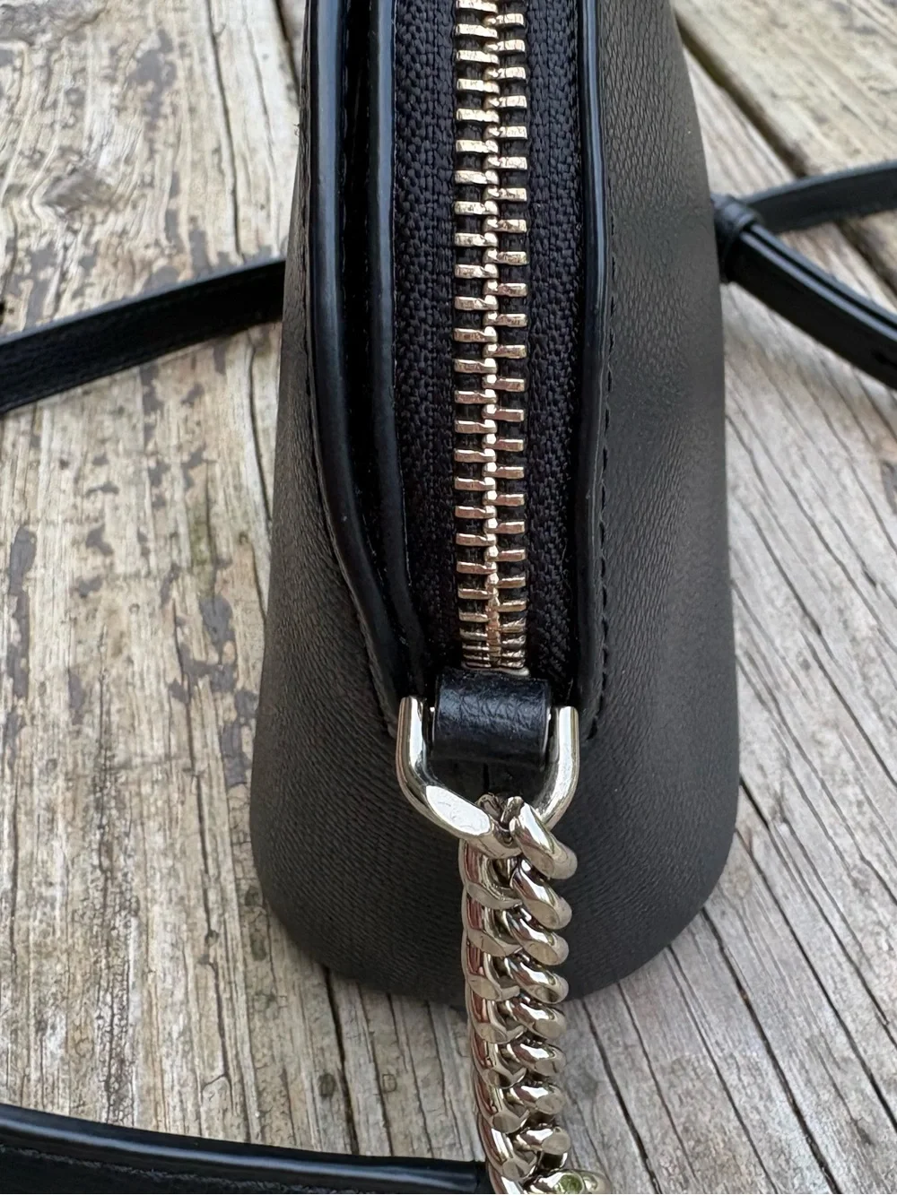 kate spade Black Pebbled Leather Crossbody with Gold Logo